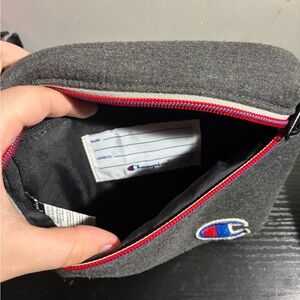 Champion Dark Gray Belt Bag with Red Accents